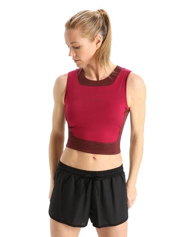 Cherry / Espresso Women's Icebreaker ZoneKnit™ Merino Cropped Bra-Tank T Shirts | USA 1573EBCX